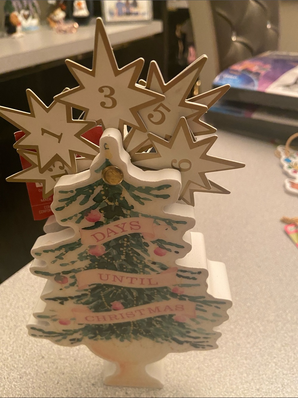 Holiday Countdown Tree Decor - White and Green Christmas Countdown